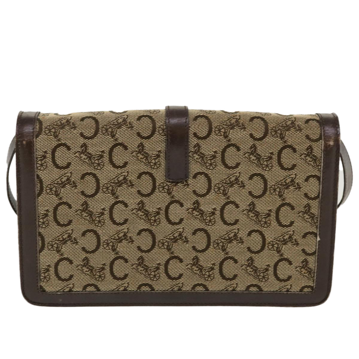 Luxury CELINE C Macadam Canvas Horse Carriage Shoulder Bag Brown  39949
