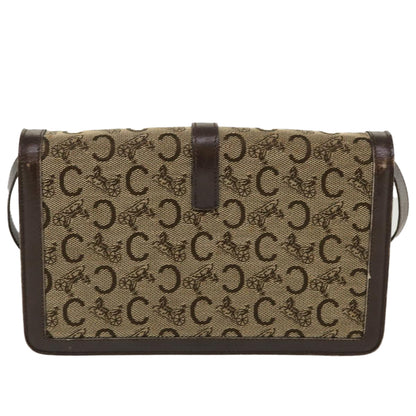 Luxury CELINE C Macadam Canvas Horse Carriage Shoulder Bag Brown  39949