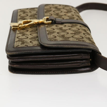 Luxury CELINE C Macadam Canvas Horse Carriage Shoulder Bag Brown  39949