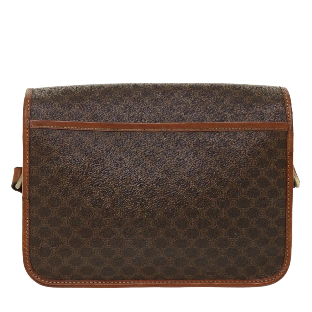 Luxury CELINE Macadam Canvas Shoulder Bag PVC Leather Brown  39968