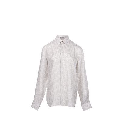 Homme Size 39 Dior Oblique Shirt Silk Light Grey/White