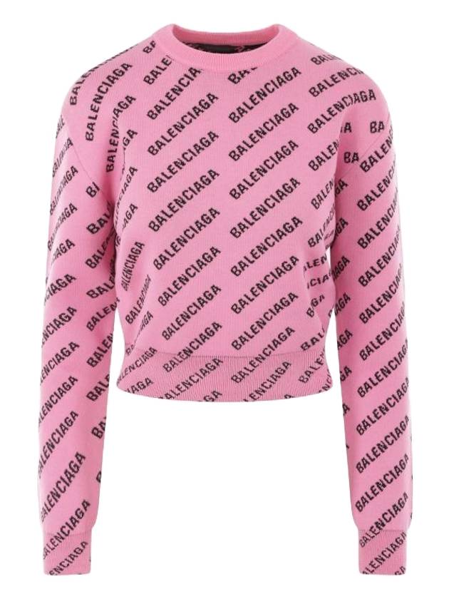 Luxury Balenciaga Trending 2025 Mini All-Over Logo Knit Top Pink