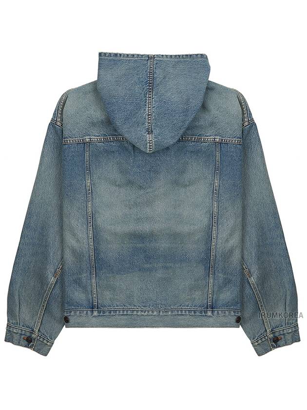 Luxury Balenciaga Trending 2025 Washed Effect Denim Hoodie Blue