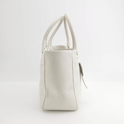 Dior Cannage Leather Tote Bag White 2005 with Silver Hardware