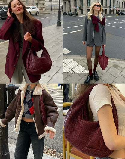 Bottega Veneta Belly Hobo Intrecciato Burgundy Ancora Red Medium 45cm