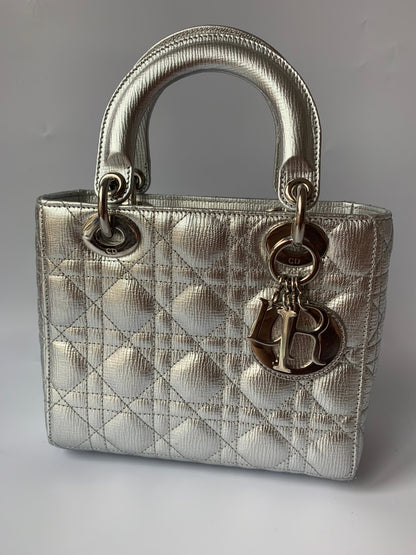 Lady Dior ABCdior Small Silver Cannage Lambskin Handbag