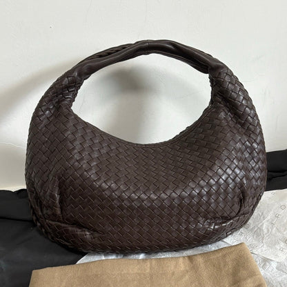 Bottega Veneta Belly Hobo Intrecciato Lambskin Leather Dark Chocolate Brown Medium 40cm