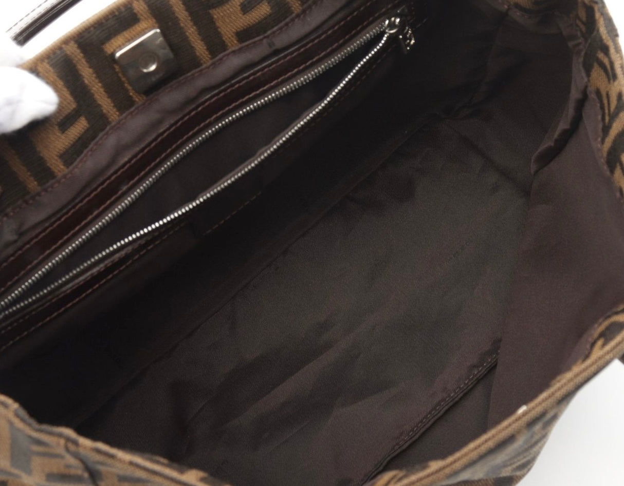 Fendi Vintage FF Handle Tote Zucca Canvas Small
