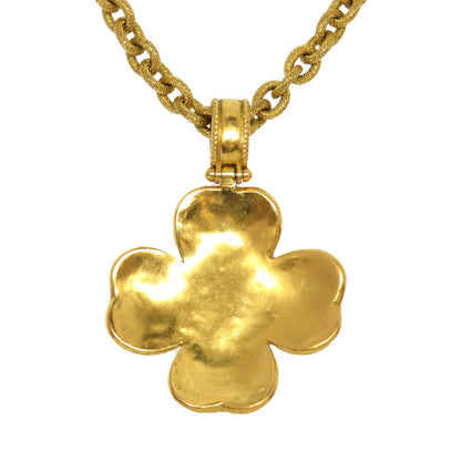 CHANEL Necklace Stone black Vintage COCO Mark Women