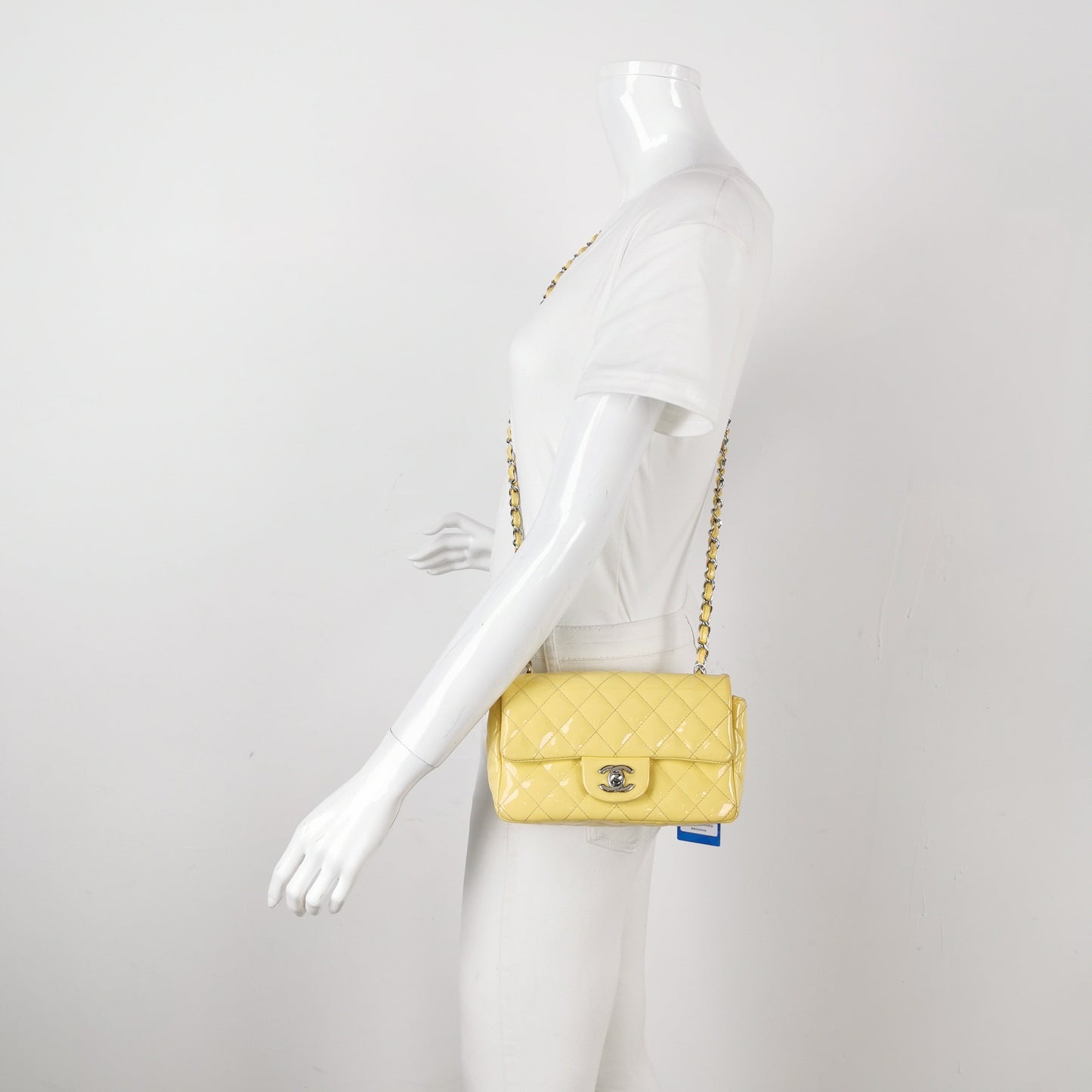 Chanel Classic Flap Rectangular Mini Yellow Patent Leather Silver HW, 2014-2015