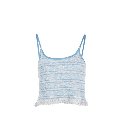 Chanel size 36 26C knit top Polyamide/Viscose blue / silver
