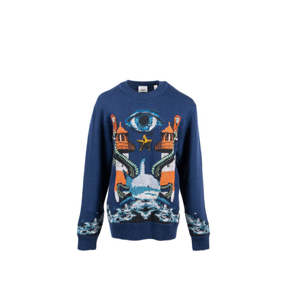 Burberry Size Mermaid Intarsia Sweater Wool Blue/Multicolour