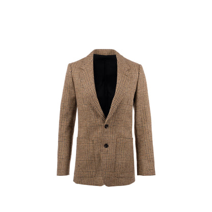 Celine Size 34 Houndstooth Blazer Wool Brown/ Green
