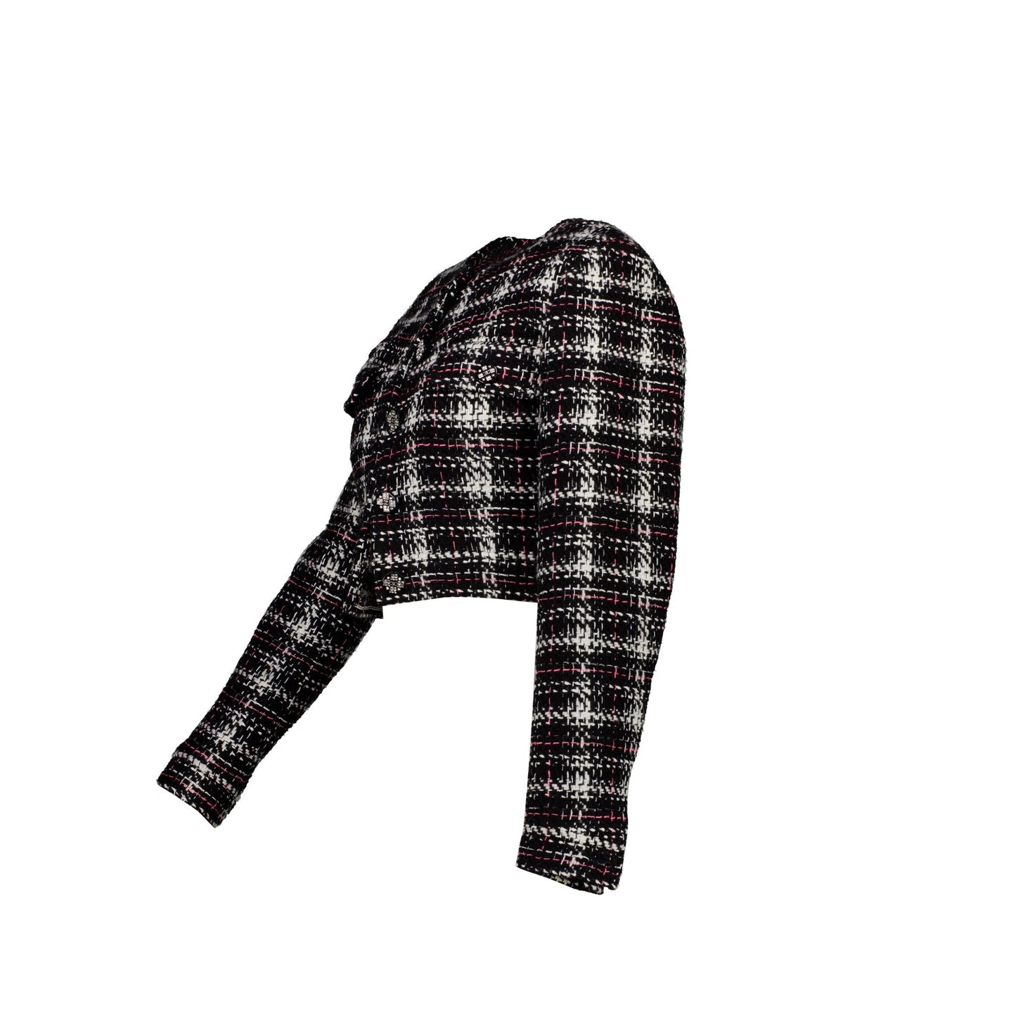 Chanel size 34 21K Tweed Jacket multicolour black / white/ pink