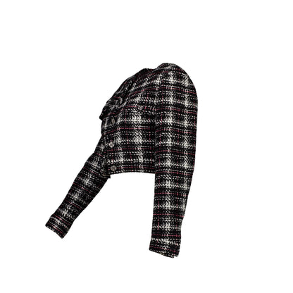 Chanel size 34 21K Tweed Jacket multicolour black / white/ pink