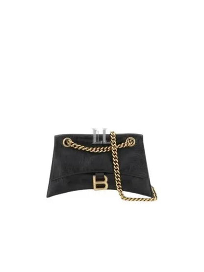 Luxury Balenciaga Trending 2025 Crush Logo Gold Chain Small Shoulder Bag Black
