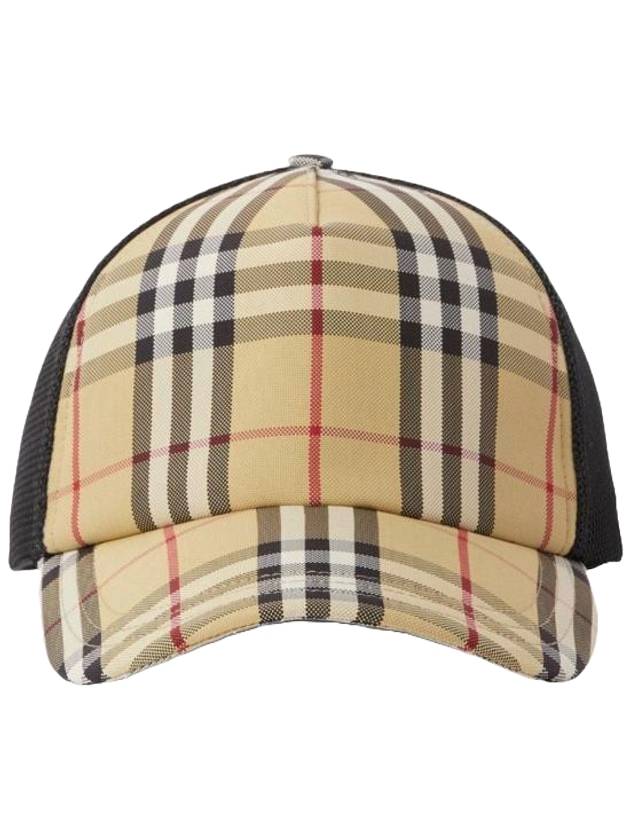 Luxury Burberry Check Mesh Ball Cap Beige