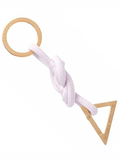 Luxury Bottega Veneta Triangle Nappa Key Holder White