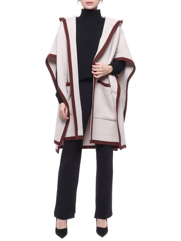 Luxury Burberry Logo Wool Cashmere Cape Ivory