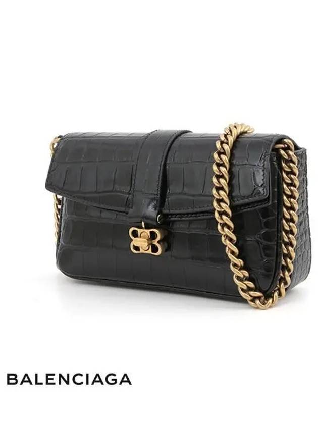 Luxury Balenciaga Trending 2025 BB Logo Buckle Flap XS Shoulder Bag Black