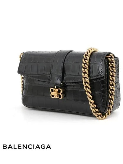 Luxury Balenciaga Trending 2025 BB Logo Buckle Flap XS Shoulder Bag Black