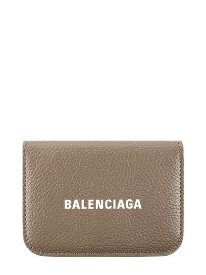 Luxury Balenciaga Trending 2025 Logo Tripold Leather Half-Wallet Brown