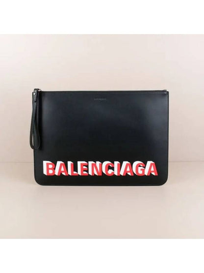 Luxury Balenciaga Trending 2025 Logo Strap Clutch Bag Black