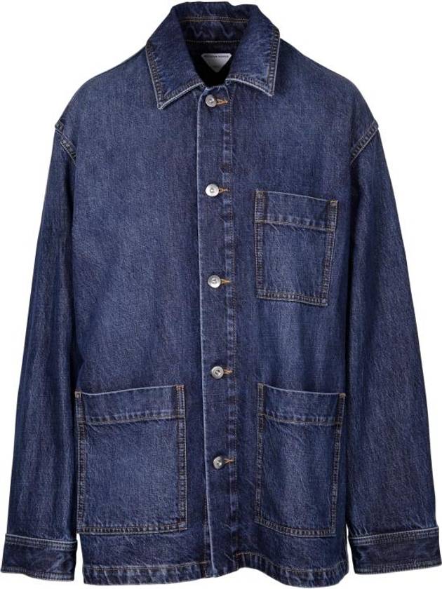 Luxury Bottega Veneta Washed Medium Denim Jacket Mid Blue