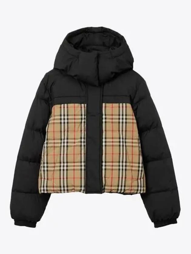 Luxury Burberry WoMen's Vintage Check Crop Reversible Padding Black Archive Beige