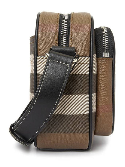 Luxury Burberry Men's Check Logo Messenger Cross Bag Brown