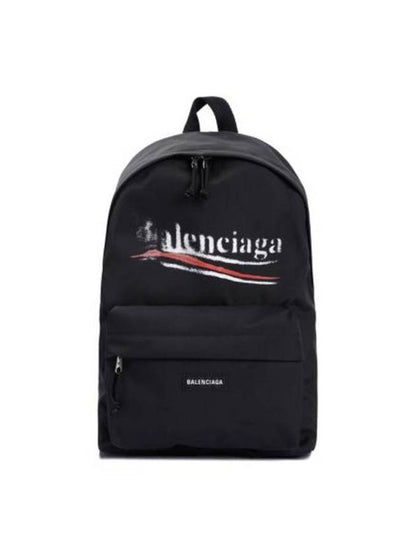 Luxury Balenciaga Trending 2025 Explorer Logo Backpack Black
