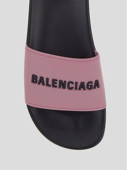 Luxury Balenciaga Trending 2025 Logo Pool Slippers Pink