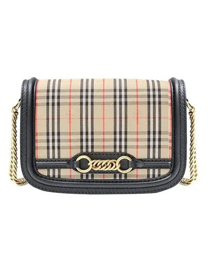 Luxury Burberry Vintage Check Link Chain Shoulder Bag Beige