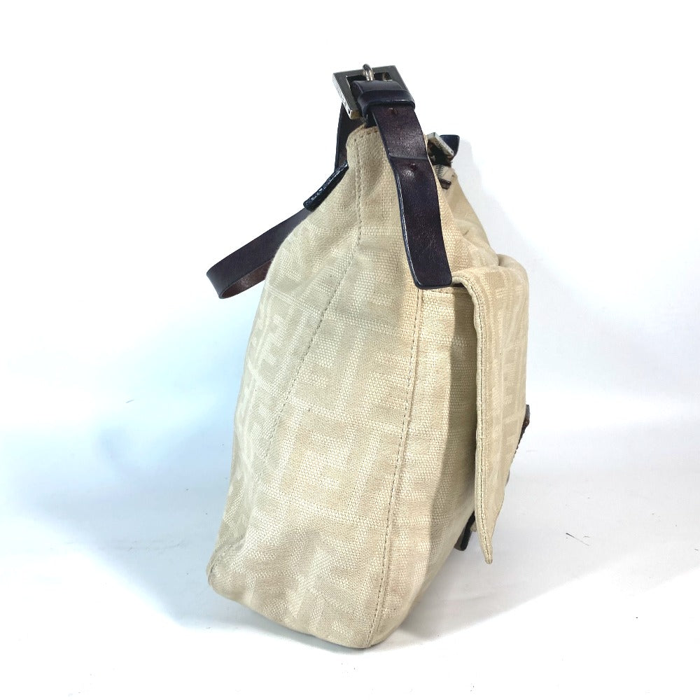 FENDI Shoulder Bag Canvas / leather beige Zucca Mamma Bucket Women