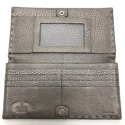 FENDI Long Wallet Purse 8M0144 leather gray Celeria Roman leather