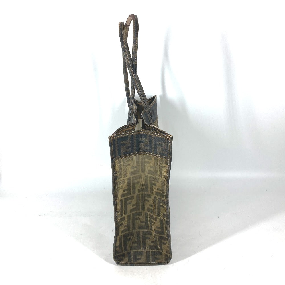 FENDI Shoulder Bag Coated leather Brown Mesh Bag Beach Bag Vintage Zucca Women