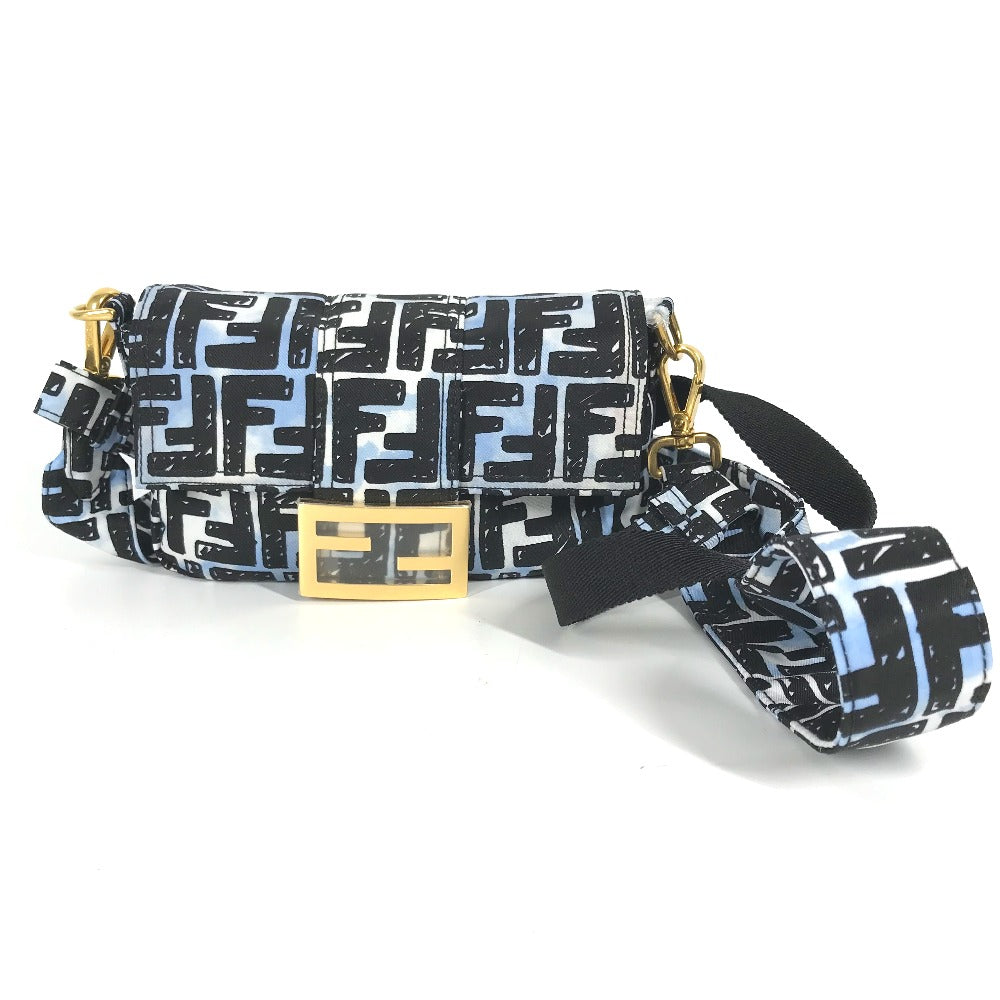 FENDI Shoulder Bag 8BR784  Nylon blue Joshua Vides Collaboration Zucca Baguette Mini mens