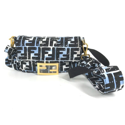FENDI Shoulder Bag 8BR784  Nylon blue Joshua Vides Collaboration Zucca Baguette Mini mens