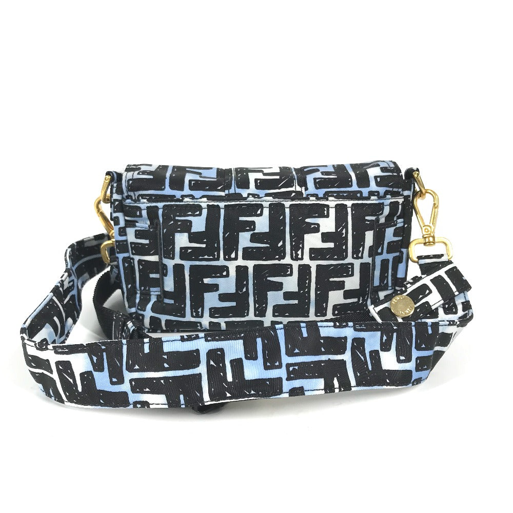 FENDI Shoulder Bag 8BR784  Nylon blue Joshua Vides Collaboration Zucca Baguette Mini mens