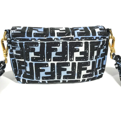 FENDI Shoulder Bag 8BR784  Nylon blue Joshua Vides Collaboration Zucca Baguette Mini mens