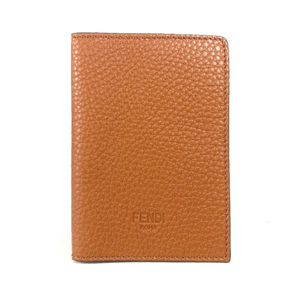 FENDI passport case leather Brown logo