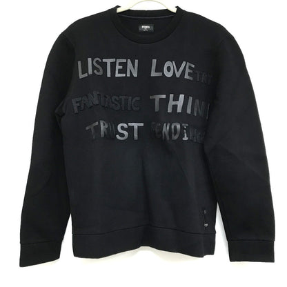 FENDI sweat FY0812 Rayon black Rubber logo sweat mens 48