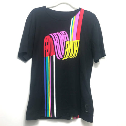 FENDI Short sleeve T-shirt FY0936 cotton black Rainbow logo mens XS