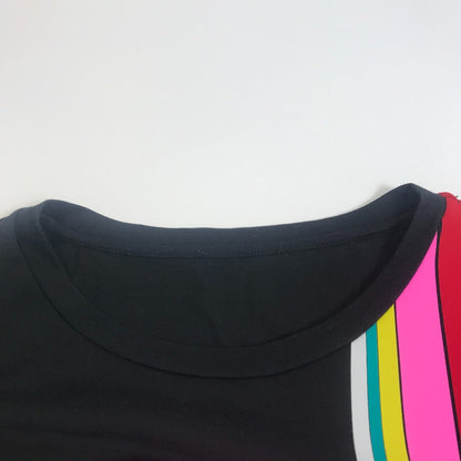 FENDI Short sleeve T-shirt FY0936 cotton black Rainbow logo mens XS