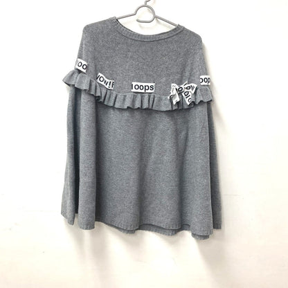 FENDI poncho Wool, Rayon gray logo ribbon frill Women ââ