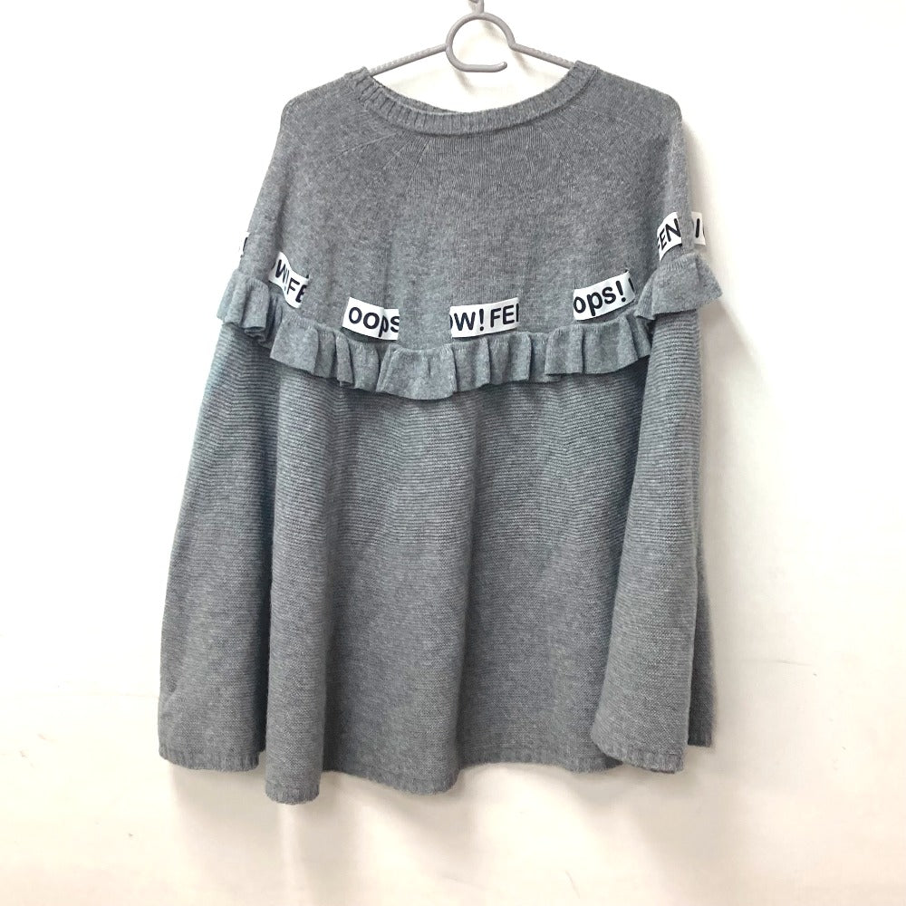 FENDI poncho Wool, Rayon gray logo ribbon frill Women ââ