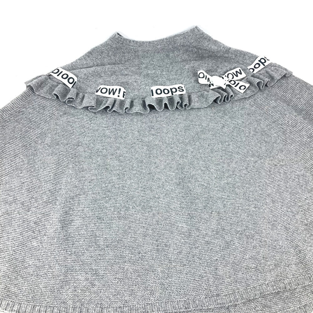 FENDI poncho Wool, Rayon gray logo ribbon frill Women ââ