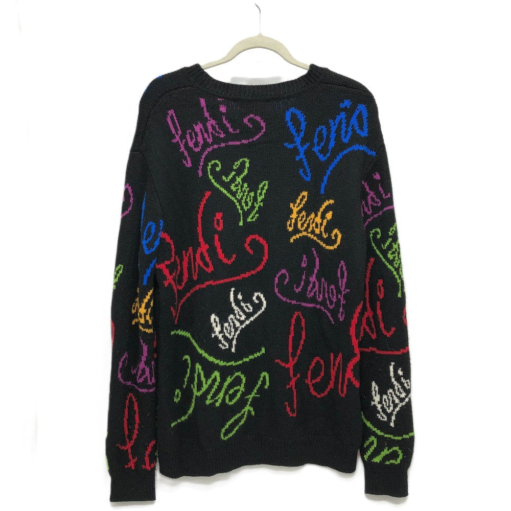 FENDI sweater FZY463 AH3E cotton black 21AW Logo Multicolor 50