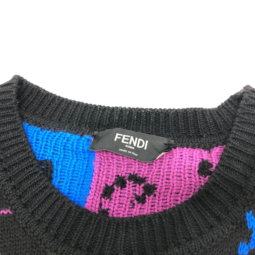 FENDI sweater FZY463 AH3E cotton black 21AW Logo Multicolor 50