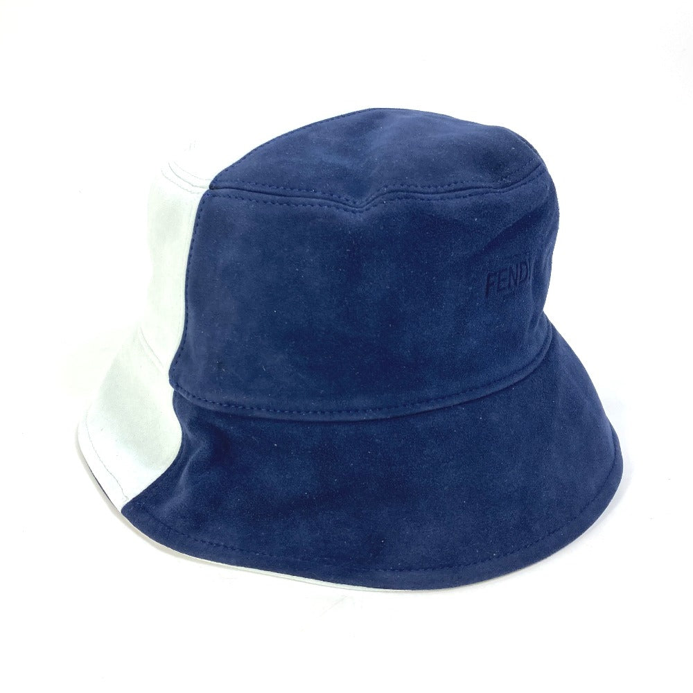 FENDI hat FXQ801 Goatskin blue logo bicolor mens 60